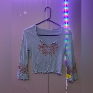 Mint Green Floral Crop Top